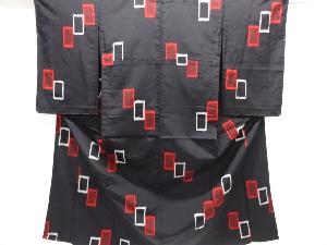 大正ロマン　枡模様織り出しお召単衣着物